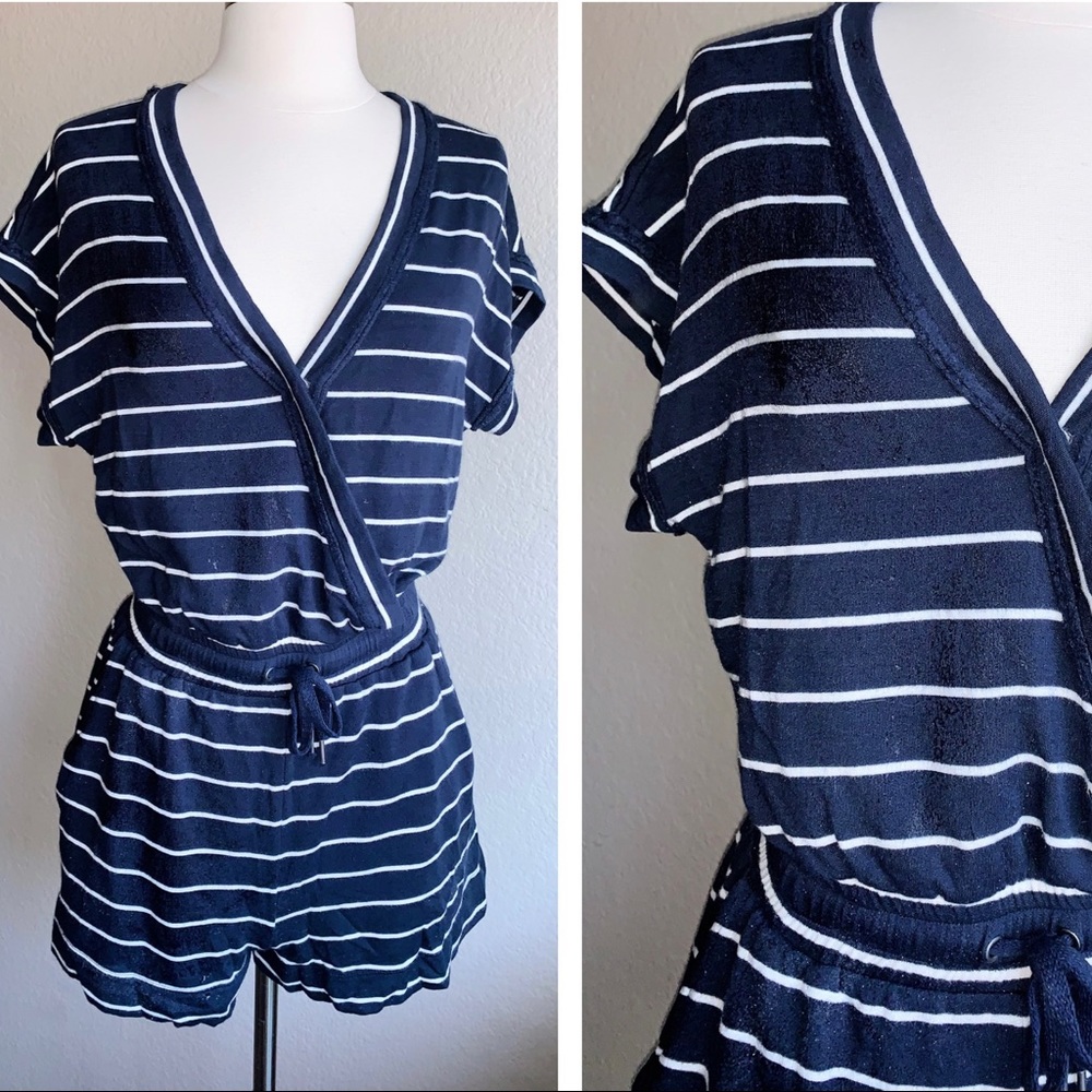 Splendid Navy and White Striped Romper